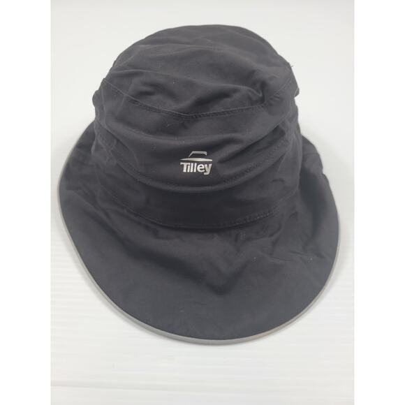 Vintage Tilley Mens Large Black Sun Rain Bucket Outdoor Hat w/ Hidden Pocket‎ - Picture 1 of 10